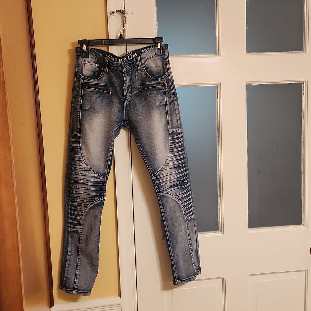 F.U.S.A.I. Boys Juniors Moto-Style Skinny Leg Jeans Size 12